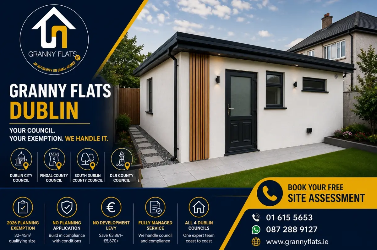 Grannyflats Dublin with 2026 planning exemption and all four Dublin councils