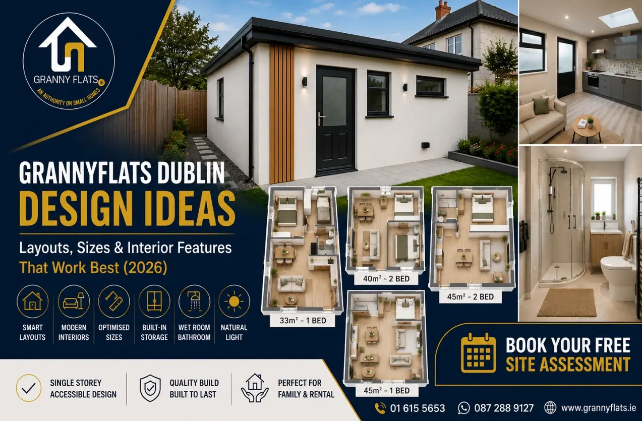 Grannyflats Dublin design featuring modern granny flat layouts, stylish interiors and practical floor plans for 2026.